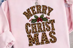 Merry Christmas Leopard PNG Sublimation Product Image 3