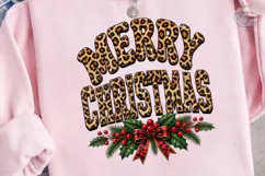 Merry Christmas Leopard PNG Sublimation Product Image 3