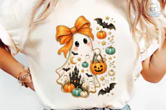 Halloween Ghost Pumpkin PNG Sublimation Product Image 6
