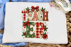 Teacher Christmas PNG Sublimation Shirt Product Image 5