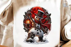 Winter Snowman Red Moon PNG Shirt Design Product Image 3