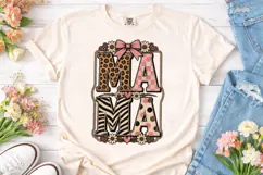 Mama Leopard Bow PNG Sublimation Design Product Image 1