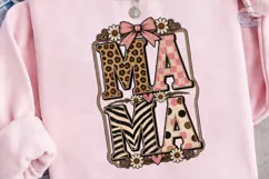 Mama Leopard Bow PNG Sublimation Design Product Image 2