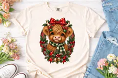 Christmas Highland Cow PNG Sublimation D Product Image 2