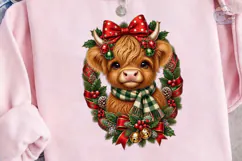 Christmas Highland Cow PNG Sublimation D Product Image 3