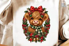 Christmas Highland Cow PNG Sublimation D Product Image 1