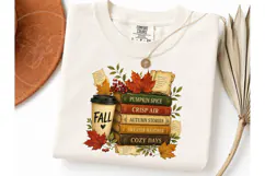 Fall Books Cozy Autumn PNG Shirt Design Product Image 3