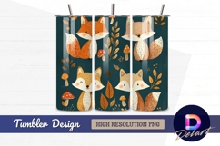 Cute foxes and mushrooms Tumbler PNG Design Product Image 1