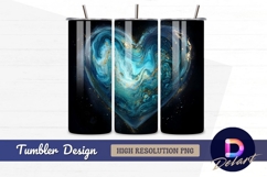 Blue and gold marble heart Tumbler PNG Design Product Image 1