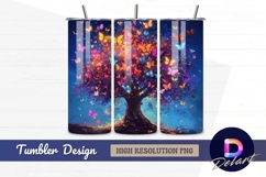 Butterfly tree colorful abstract Tumbler PNG Design Product Image 1