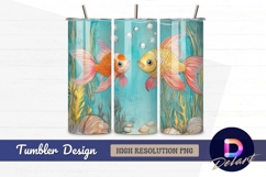 Two goldfish in aquarium illustration Tumbler PNG Design Product Image 1