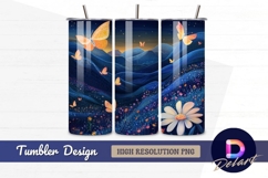 Butterfly meadow night landscape Tumbler PNG Design Product Image 1