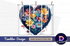 Floral heart Tumbler PNG Design Product Image 1