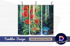 Watercolor tiger lilies near flowing Tumbler PNG Design Product Image 1