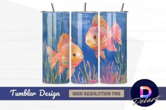 Two goldfish watercolor illustration Tumbler PNG Design Product Image 1