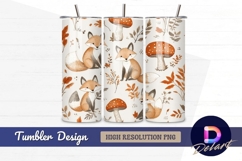 Cute foxes and mushrooms Tumbler PNG Design Product Image 1