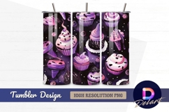 Spooky purple cupcakes halloween Tumbler PNG Design Product Image 1