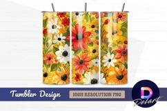 Cheerful floral pattern colorful Tumbler PNG Design Product Image 1