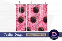 Pink watercolor sunflower floral Tumbler PNG Design Product Image 1