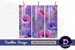 Pink and purple poppy Tumbler PNG Design Product Image 1