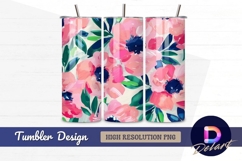 Pink floral painting style Tumbler PNG Design Product Image 1