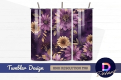 Purple floral watercolor Tumbler PNG Design Product Image 1