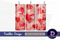 Red watercolor hearts Tumbler PNG Design Product Image 1