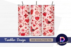 Valentines day birds hearts and flowers Tumbler PNG Design Product Image 1