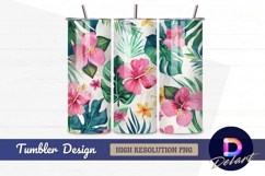 Watercolor tropical floral pattern for Tumbler PNG Design Product Image 1