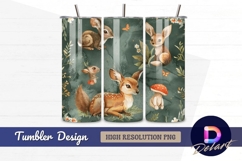 Watercolor woodland animals pattern Tumbler PNG Design Product Image 1