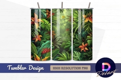Lush tropical jungle foliage and flowers Tumbler PNG Design Product Image 1