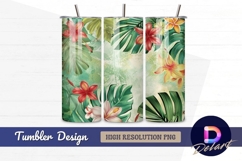 Tropical flowers and leaves Tumbler PNG Design Product Image 1
