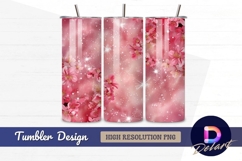 Pink blossoms sparkle background for Tumbler PNG Design Product Image 1
