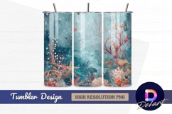 Ocean life coral reef watercolor Tumbler PNG Design Product Image 1