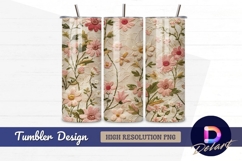Pink embroidered floral Tumbler PNG Design Product Image 1