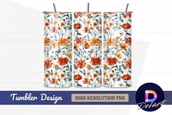 Watercolor floral pattern Tumbler PNG Design Product Image 1