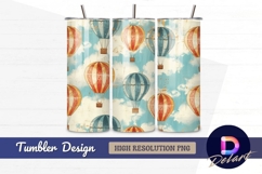 Hot air balloons vintage style Tumbler PNG Design Product Image 1