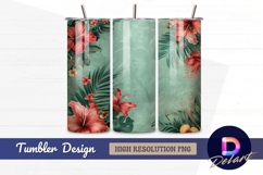 Tropical floral frame on teal textured Tumbler PNG Design Product Image 1
