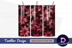Burgundy poinsettia floral pattern for Tumbler PNG Design Product Image 1