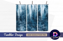 Snowy winter forest blue Tumbler PNG Design Product Image 1