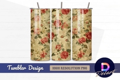 Vintage rose pattern floral Tumbler PNG Design Product Image 1