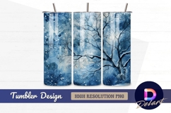 Snowy watercolor landscape tree Tumbler PNG Design Product Image 1