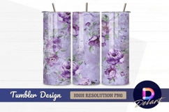 Purple floral watercolor distressed Tumbler PNG Design Product Image 1
