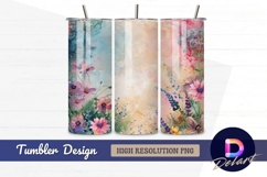 Watercolor flowers artistic design for Tumbler PNG Design Product Image 1