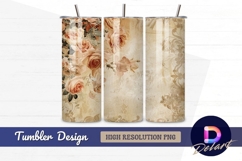 Elegant roses on vintage paper texture Tumbler PNG Design Product Image 1