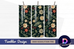 Festive poinsettia floral pattern for Tumbler PNG Design Product Image 1