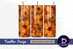 Orange floral background for Tumbler PNG Design Product Image 1