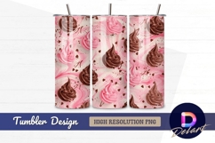 Pink and chocolate ice cream swirls Tumbler PNG Design Product Image 1