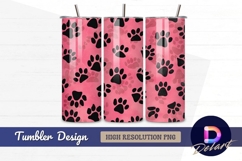 Pink paw prints cute Tumbler PNG Design Product Image 1