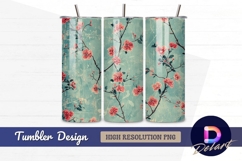 Vintage floral pattern on teal background Tumbler PNG Design Product Image 1